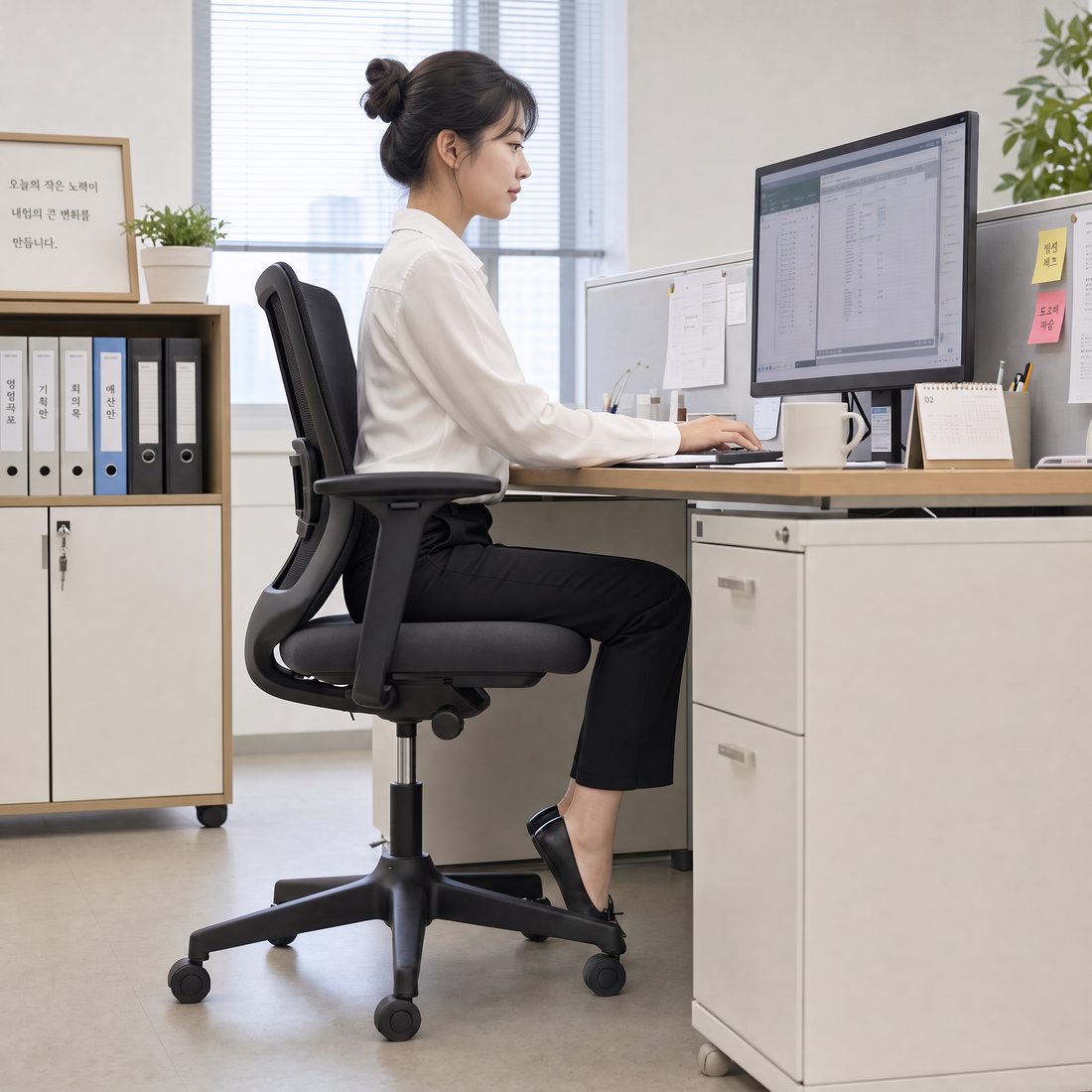 机の高さは変えられない——足もとから姿勢を立て直す、フットレストの人間工学